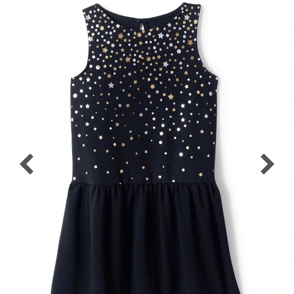 Lands’ End Little Girls Black Sleeveless Gold & Silver Dress Size S(4) - Picture 2 of 9